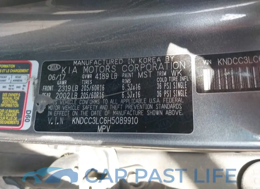 KNDCC3LC6H5089910# 9