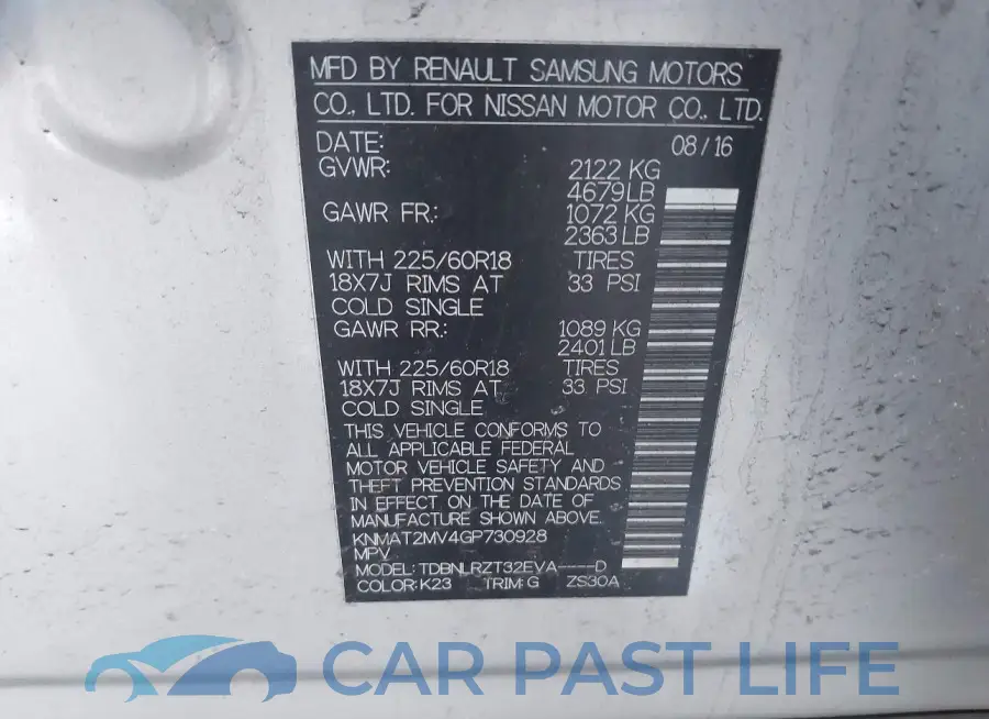 KNMAT2MV4GP730928# 9