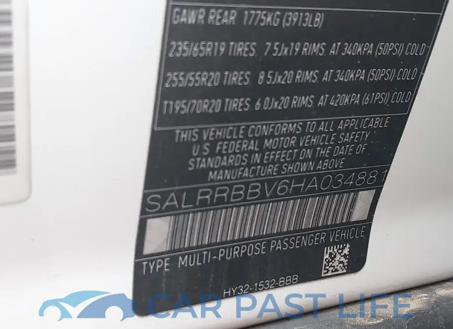 SALRRBBV6HA034881# 9
