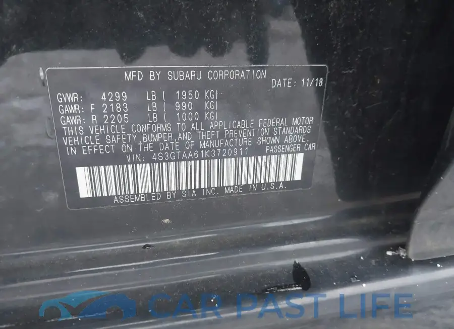 4S3GTAA61K3720911# 9