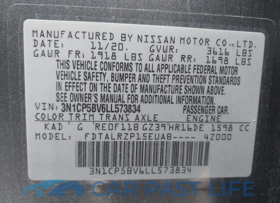 3N1CP5BV6LL573834# 9