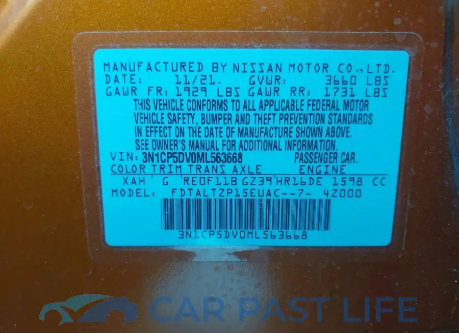 3N1CP5DV0ML563668# 9