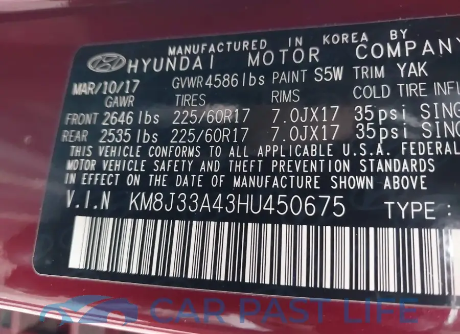 KM8J33A43HU450675# 9