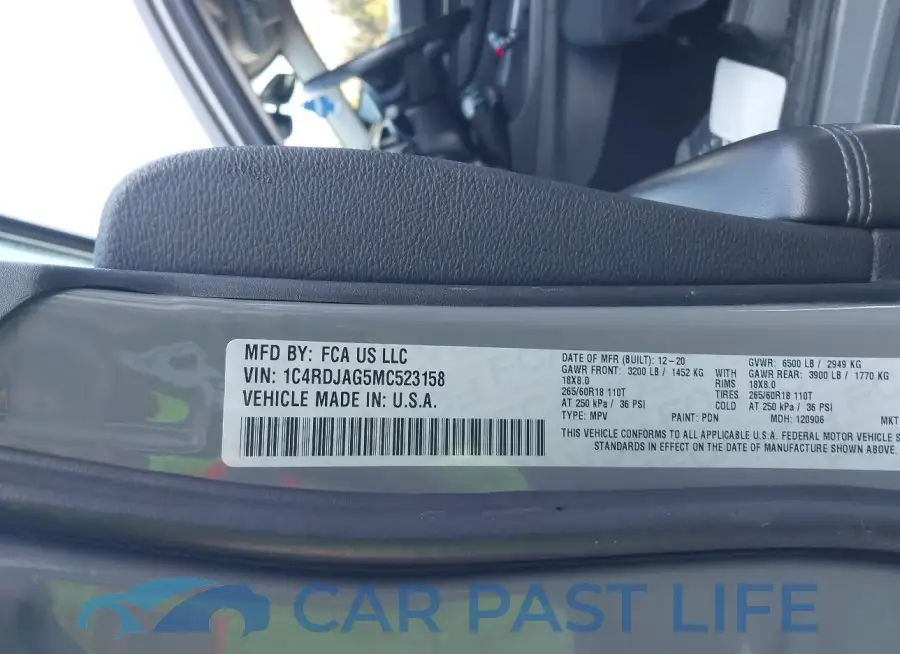 1C4RDJAG5MC523158# 9