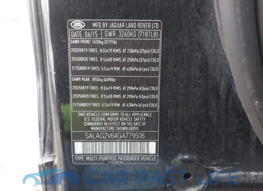 SALAG2V64GA779506# 9