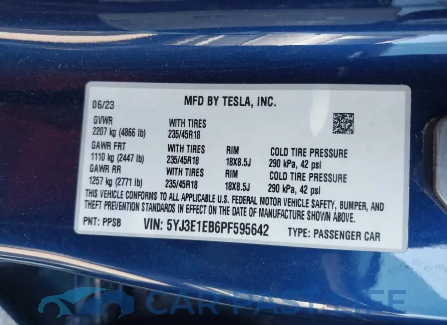 5YJ3E1EB6PF595642# 9