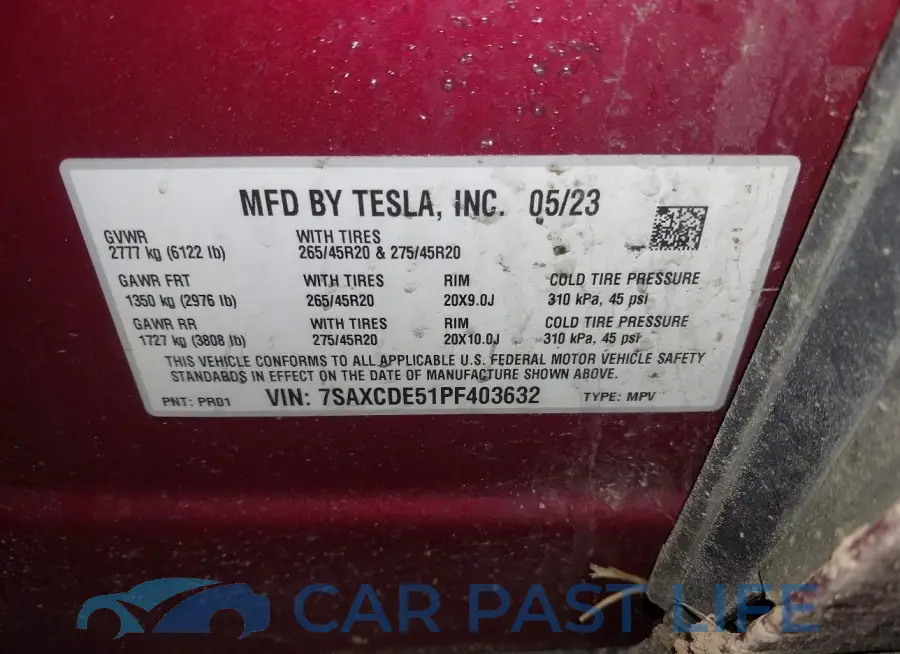 7SAXCDE51PF403632# 9