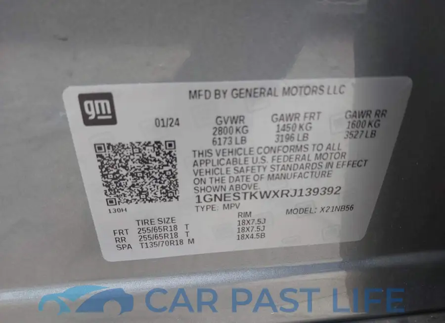 1GNESTKWXRJ139392# 9