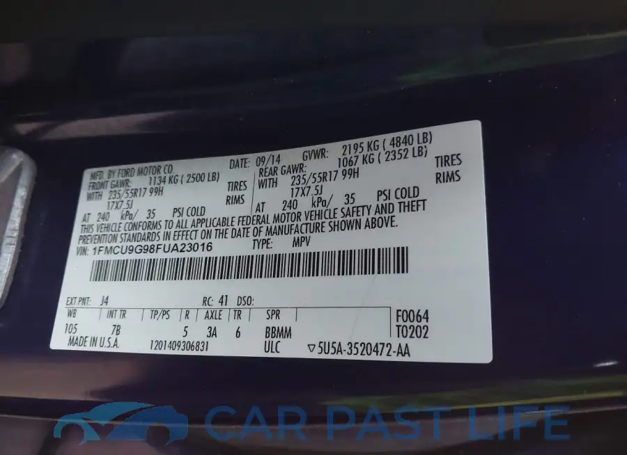 1FMCU9G98FUA23016# 9