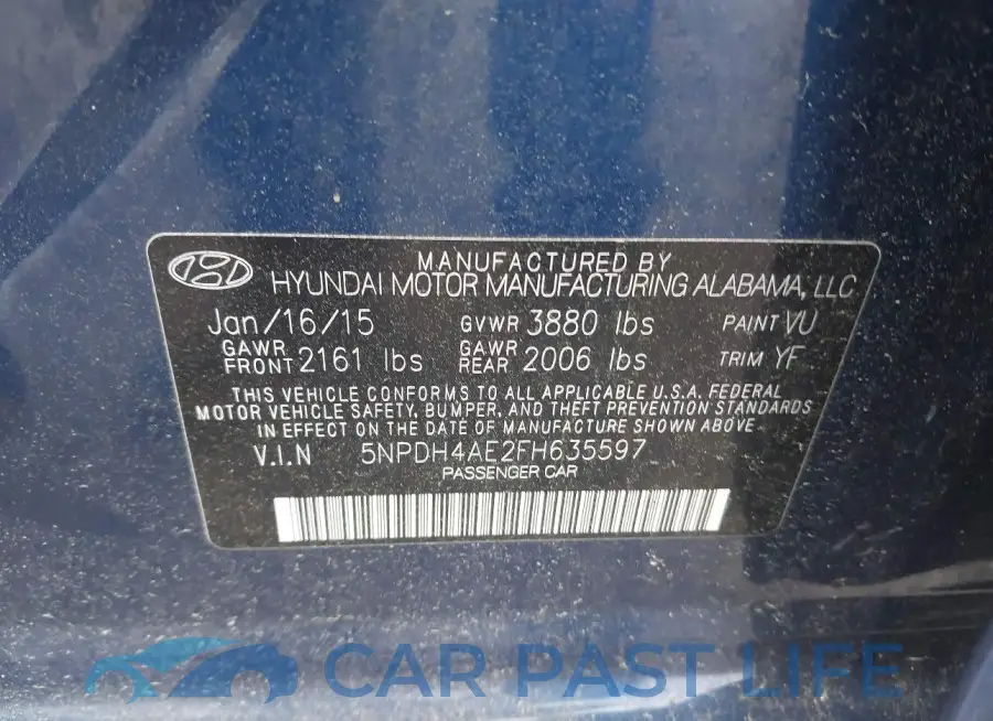 5NPDH4AE2FH635597# 9