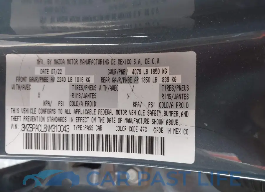 3MZBPACL8NM310043# 9