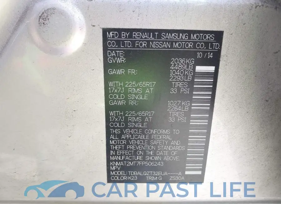 KNMAT2MT7FP506243# 9