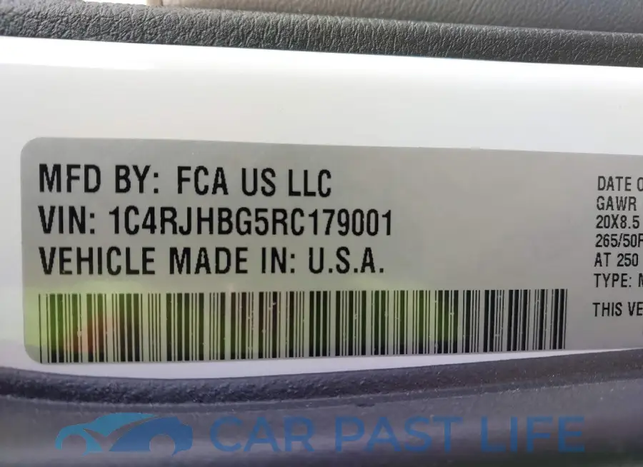 1C4RJHBG5RC179001# 9