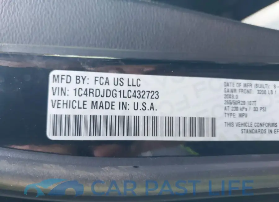1C4RDJDG1LC432723# 9
