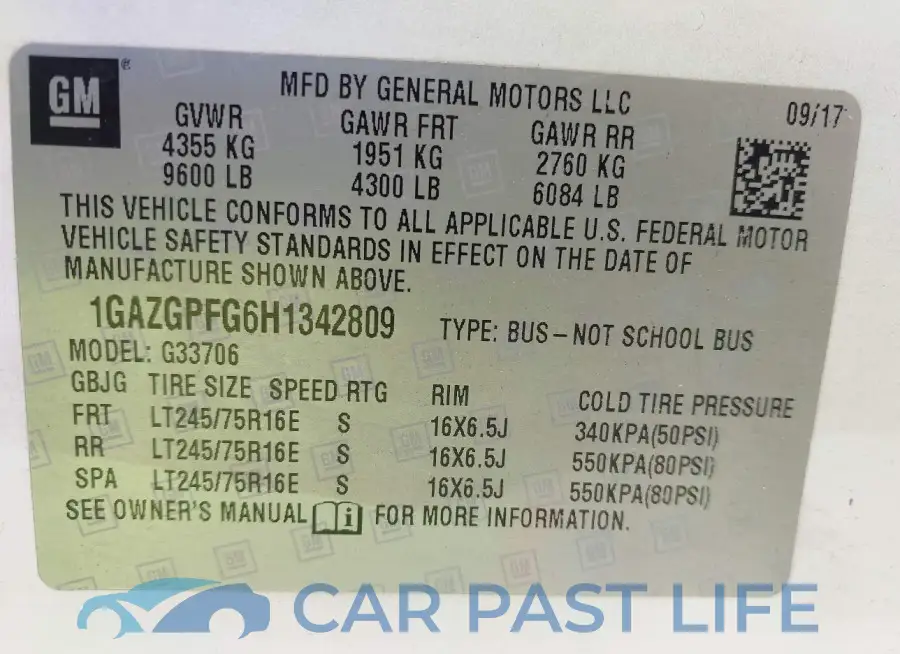 1GAZGPFG6H1342809# 9