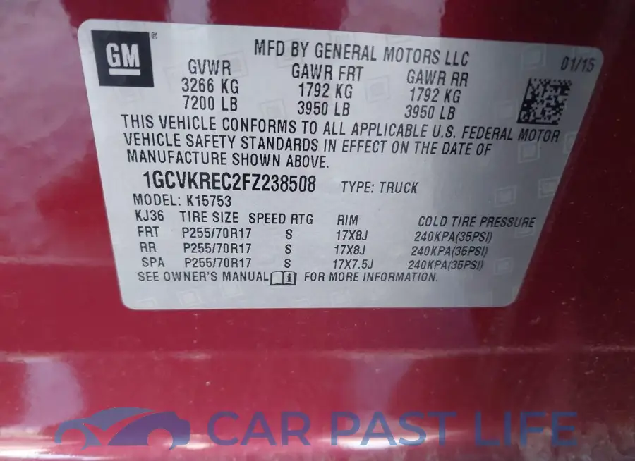 1GCVKREC2FZ238508# 9