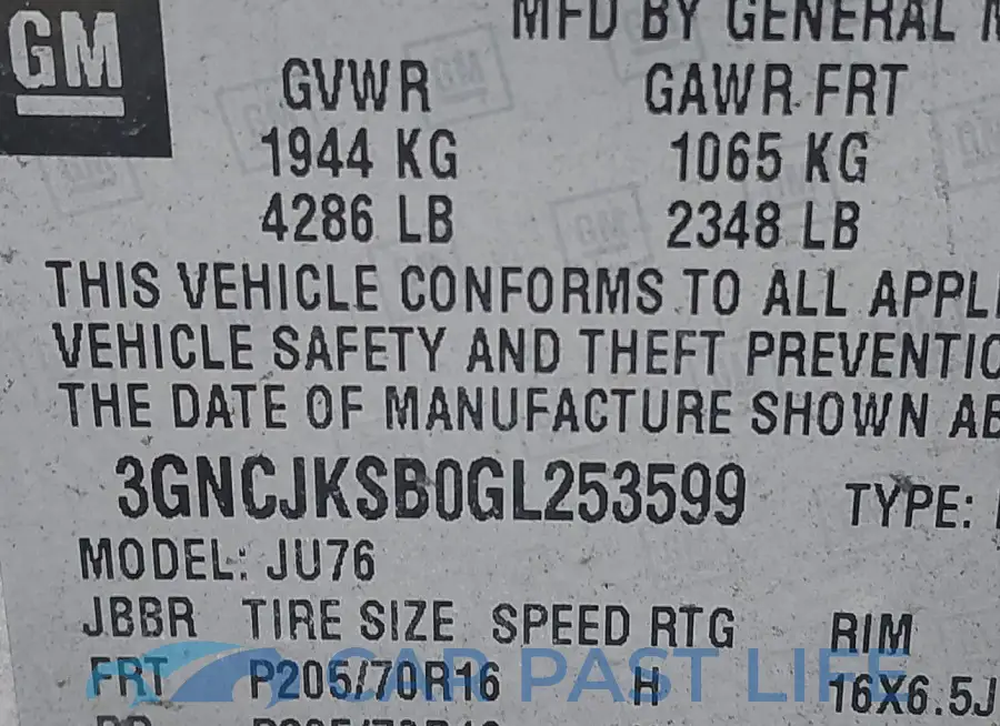 3GNCJKSB0GL253599# 9