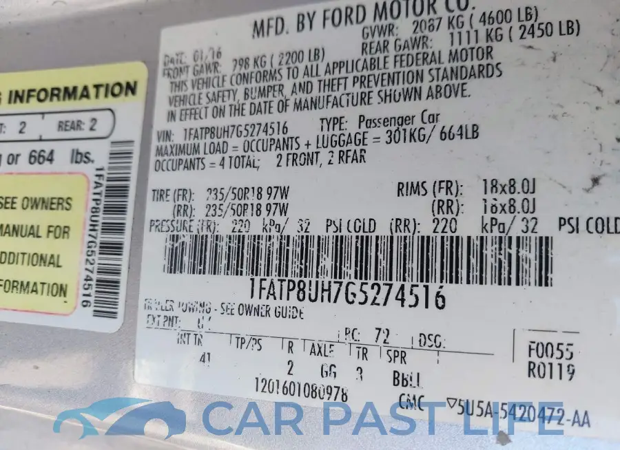 1FATP8UH7G5274516# 9