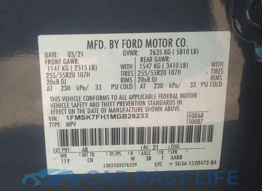 1FMSK7FH1MGB28233# 9