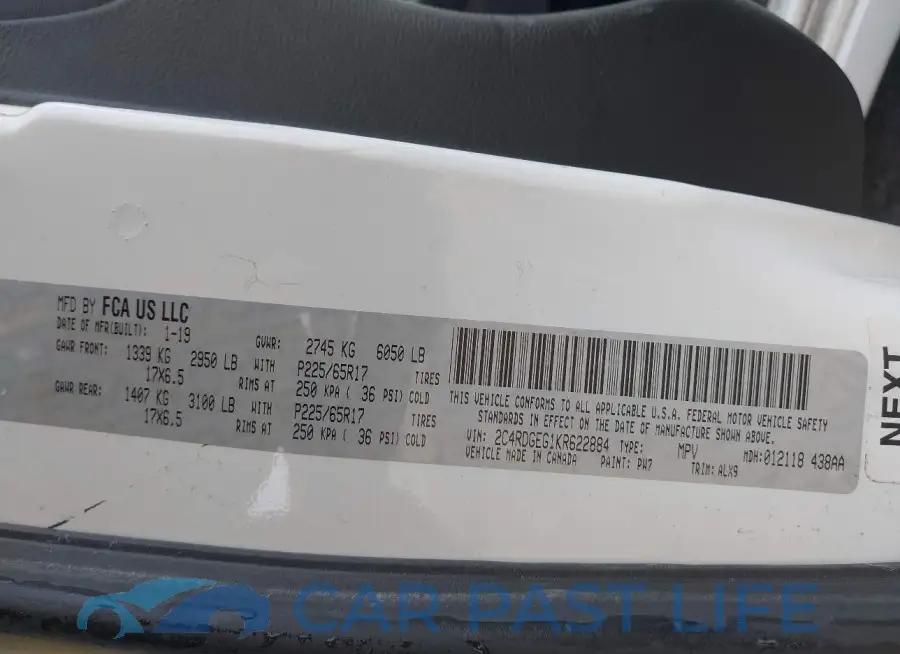 2C4RDGEG1KR622884# 9