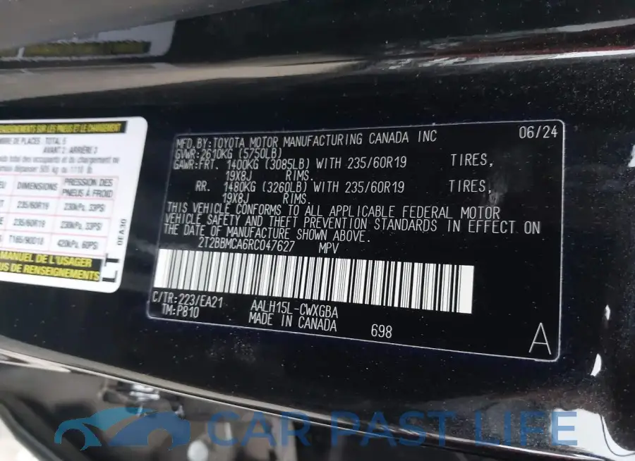 2T2BBMCA6RC047627# 9