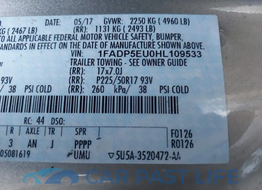 1FADP5EU0HL109533# 9