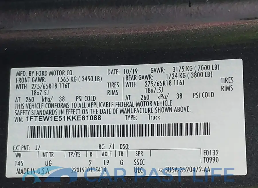 1FTEW1E51KKE81088# 9