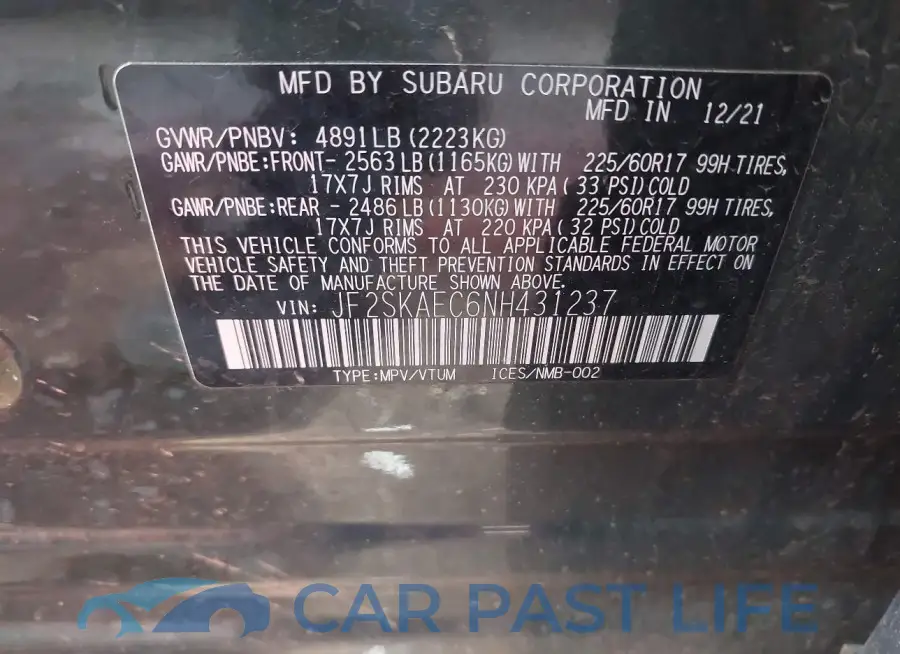 JF2SKAEC6NH431237# 9