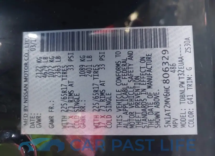 5N1AT2MV6HC806329# 9