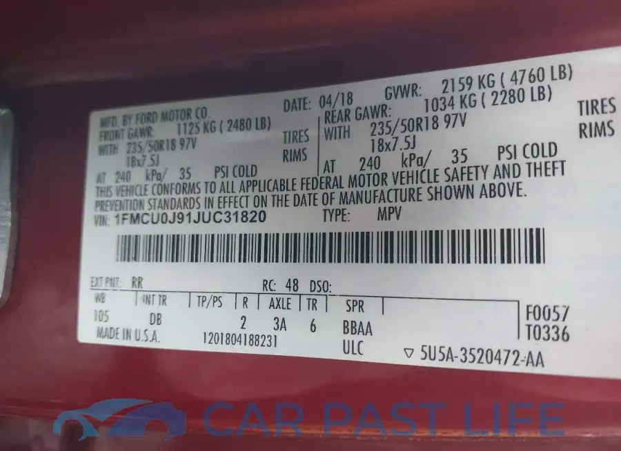 1FMCU0J91JUC31820# 9