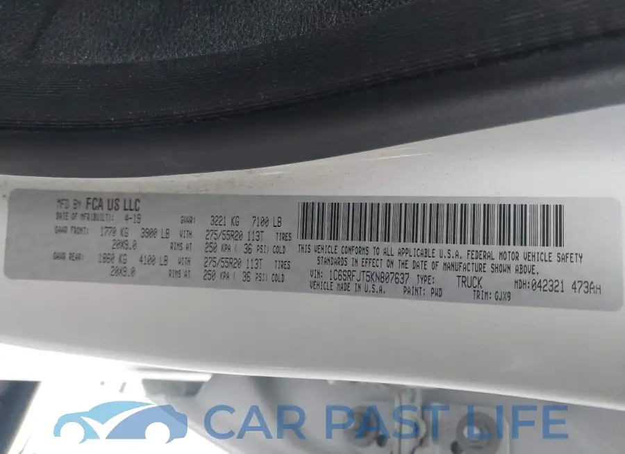 1C6SRFJT5KN807637# 9