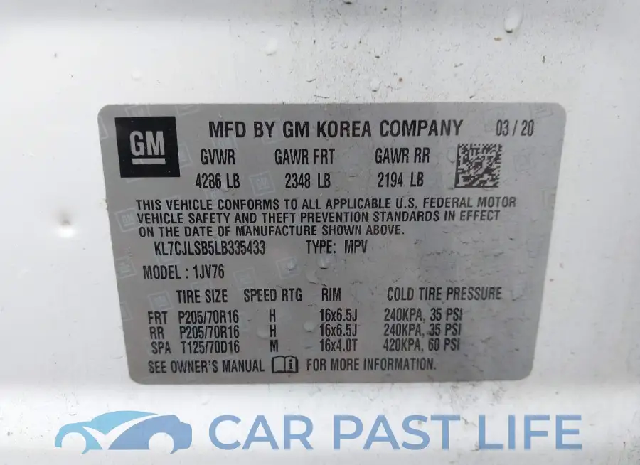 KL7CJLSB5LB335433# 9