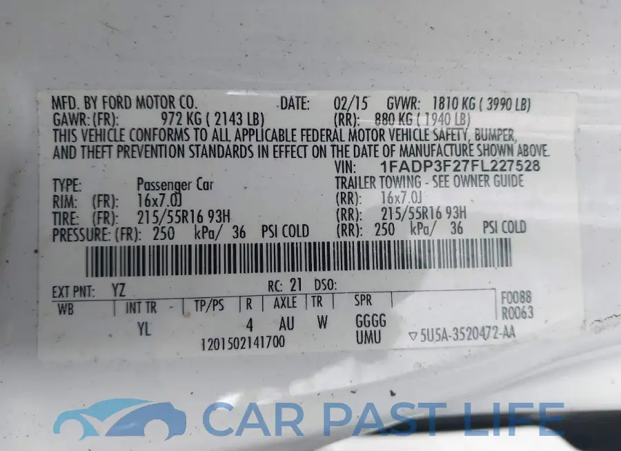 1FADP3F27FL227528# 9