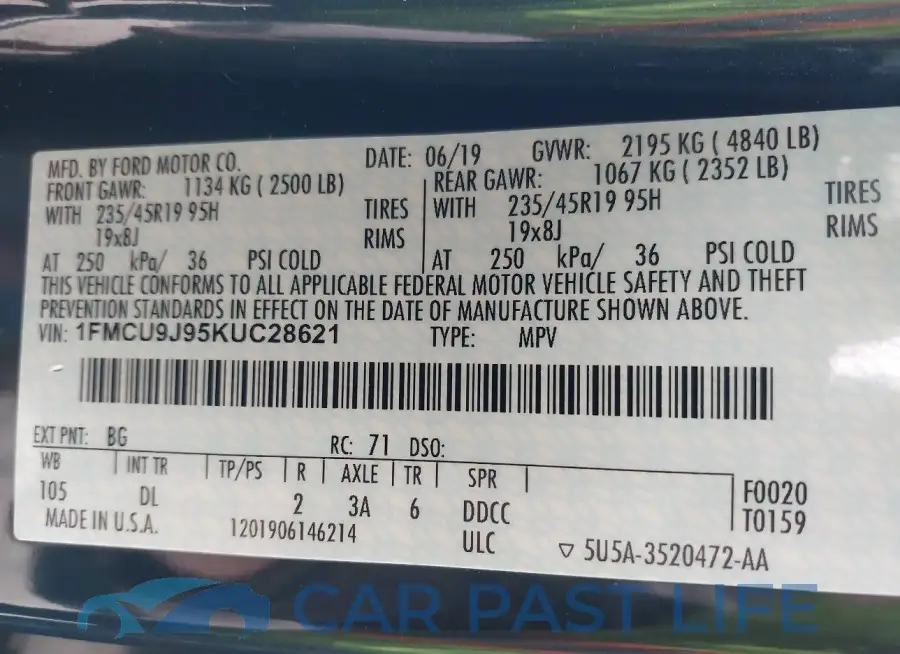 1FMCU9J95KUC28621# 9