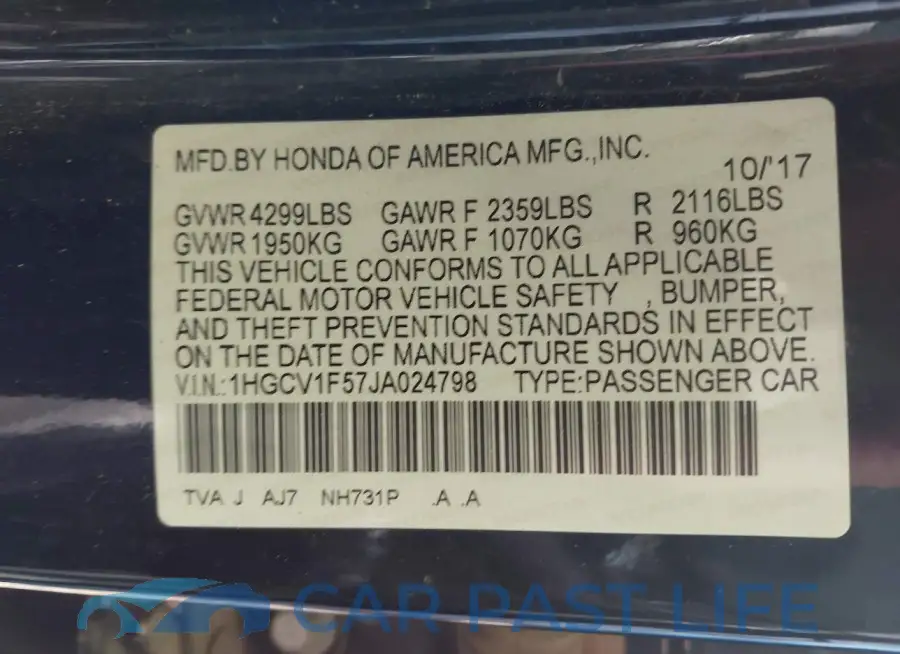 1HGCV1F57JA024798# 9