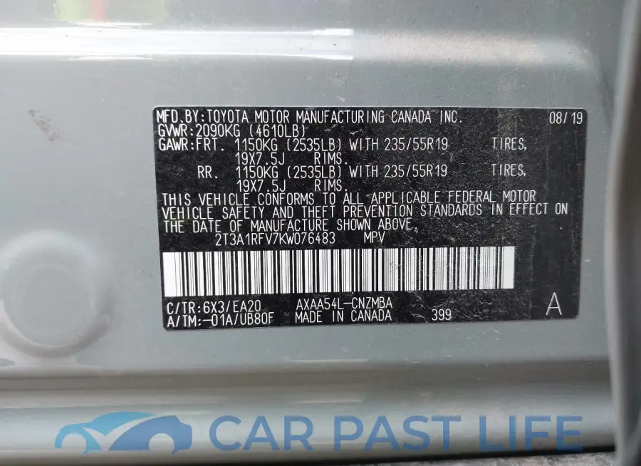 2T3A1RFV7KW076483# 9