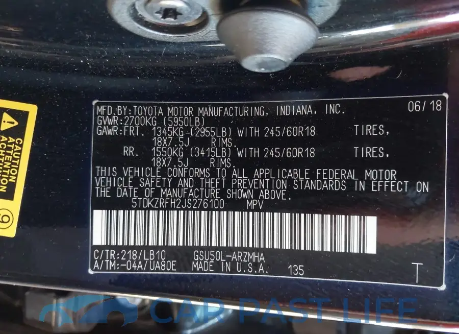 5TDKZRFH2JS276100# 9