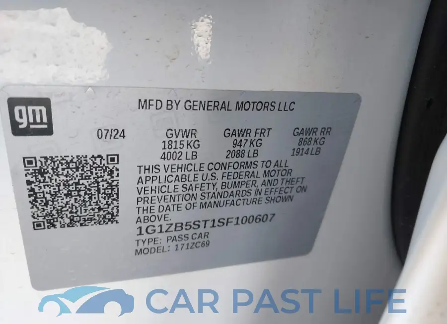 1G1ZB5ST1SF100607# 9