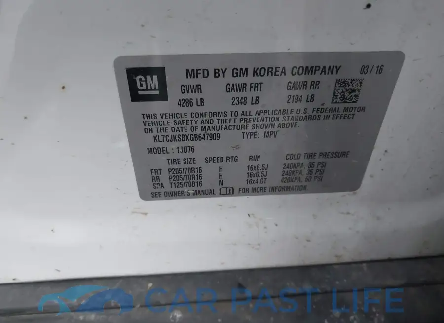 KL7CJKSBXGB647909# 9