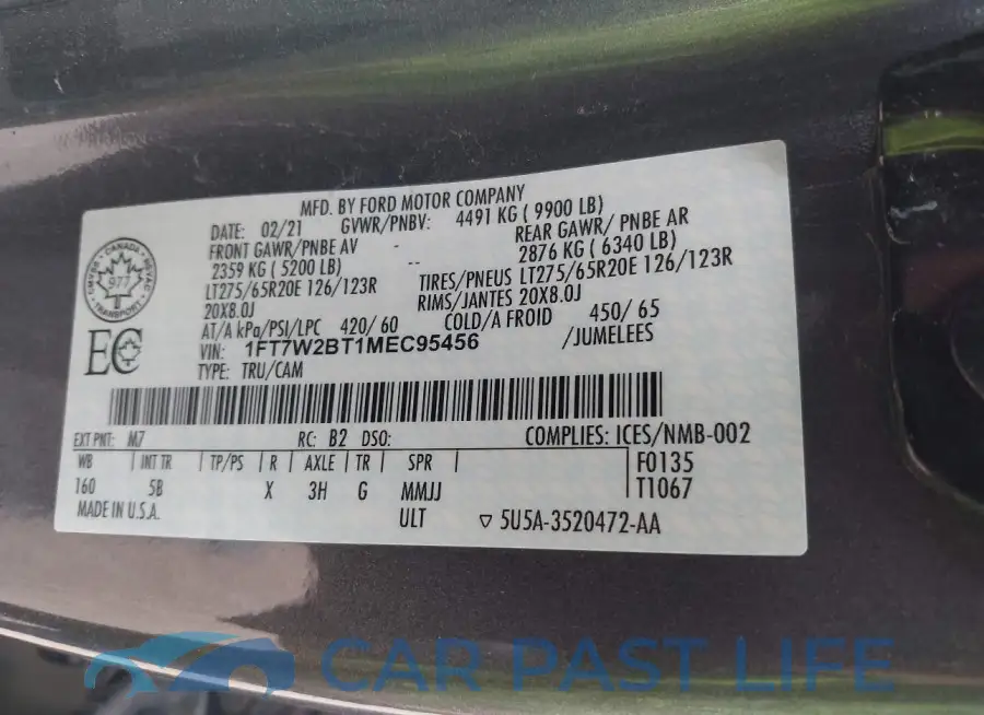 1FT7W2BT1MEC95456# 9
