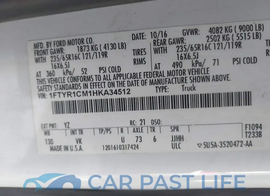 1FTYR1CM1HKA34512# 9