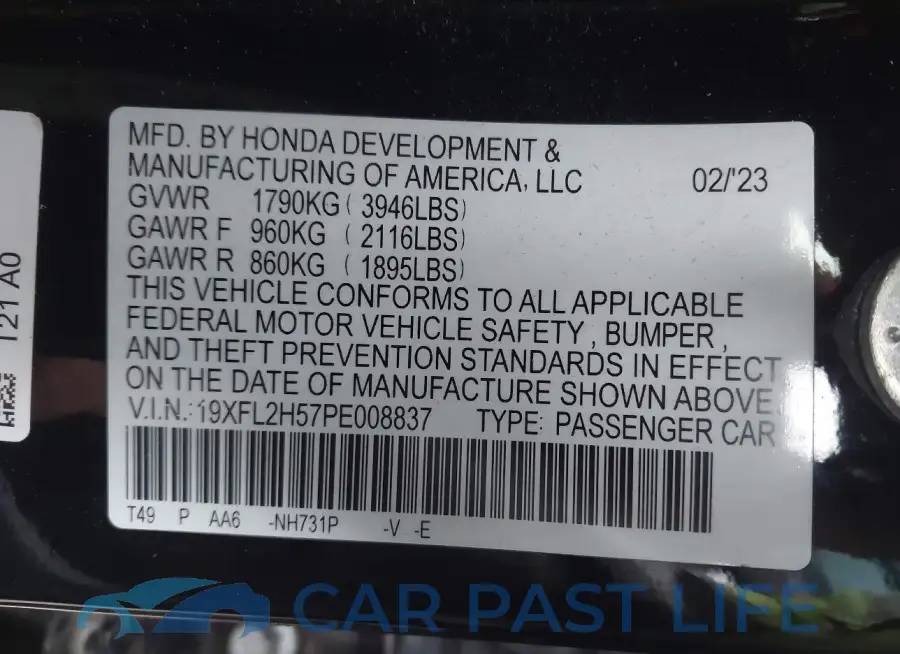 19XFL2H57PE008837# 9
