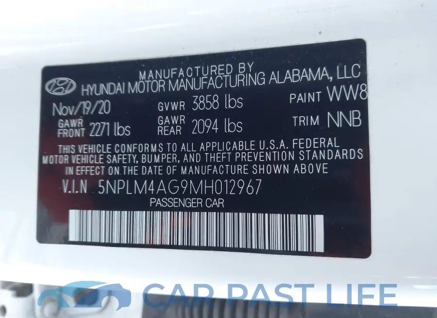 5NPLM4AG9MH012967# 9