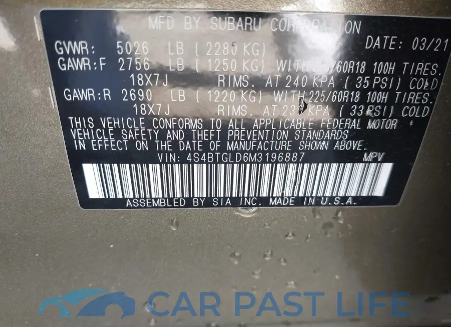 4S4BTGLD6M3196887# 9