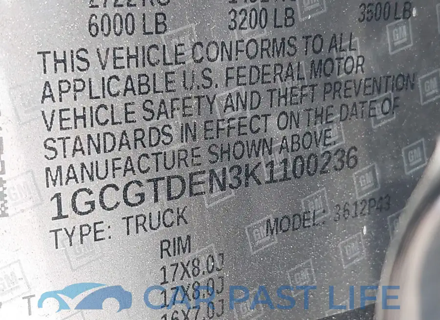 1GCGTDEN3K1100236# 9