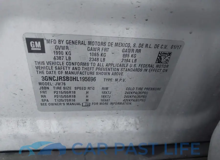 3GNCJRSB0HL195696# 9