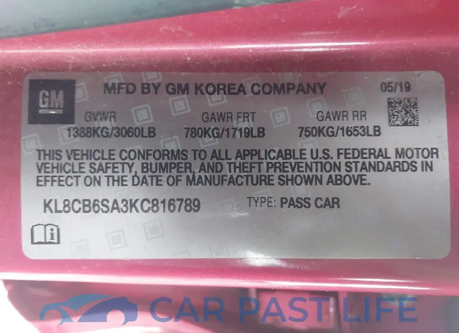 KL8CB6SA3KC816789# 9