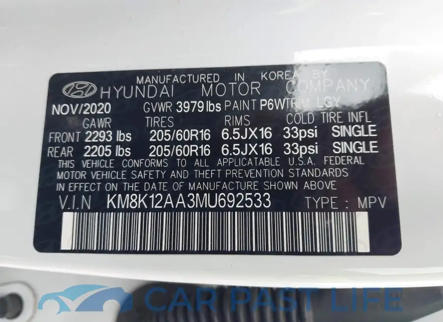 KM8K12AA3MU692533# 9