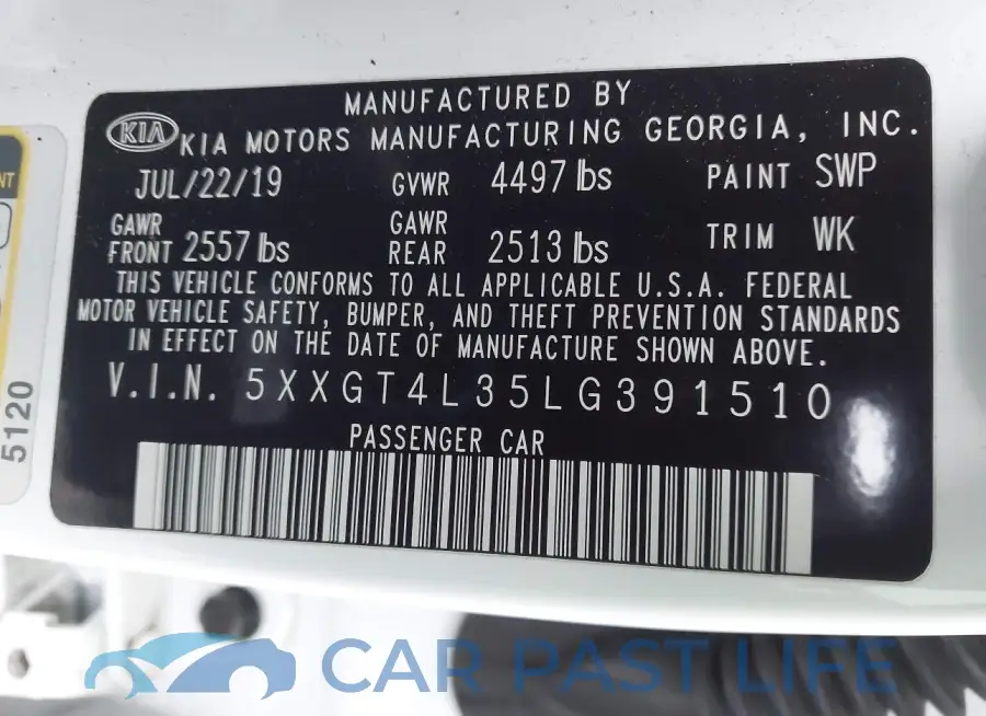 5XXGT4L35LG391510# 9