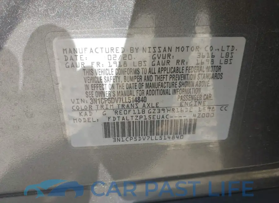 3N1CP5DV7LL514840# 9
